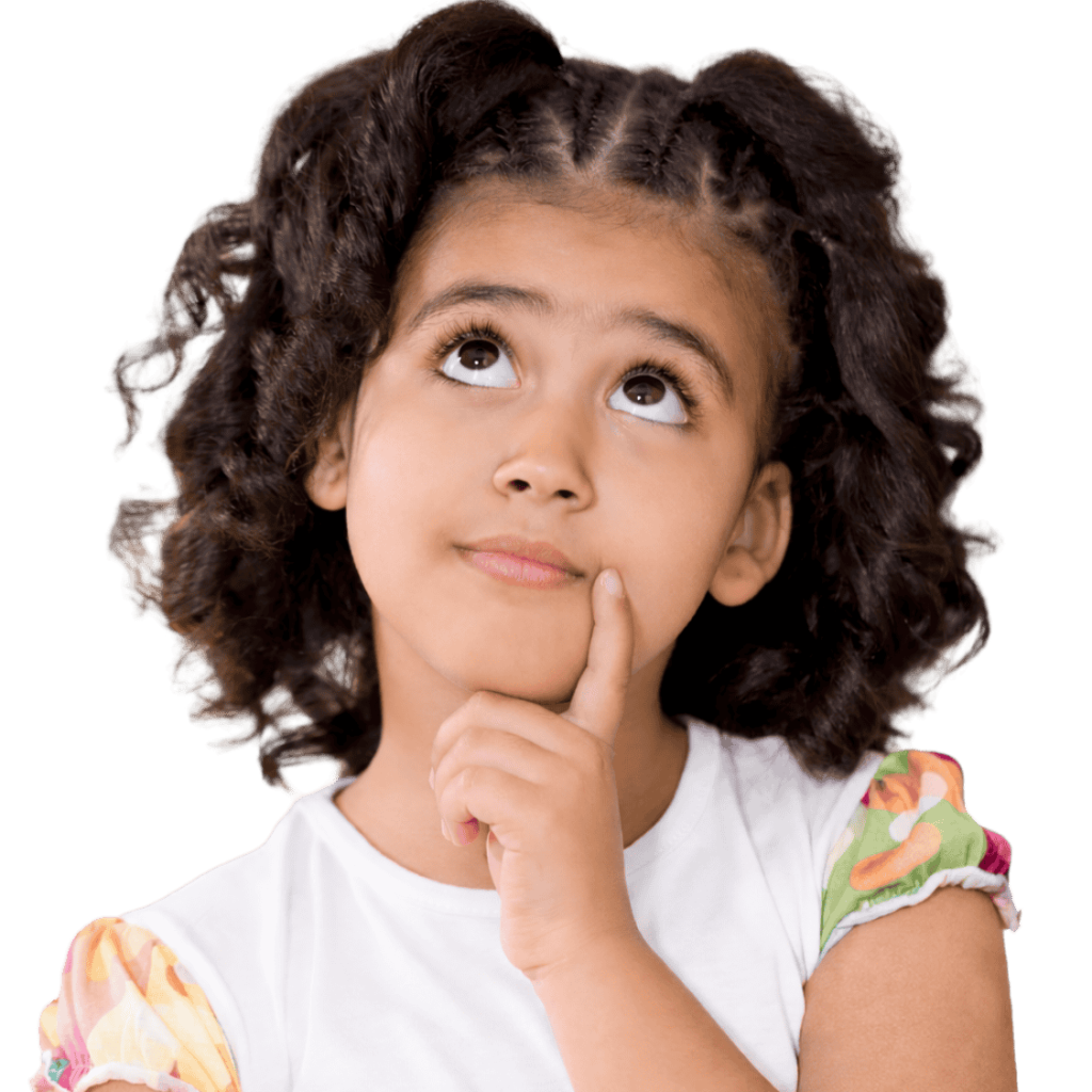 Young child thoughtfully looking upward, representing child-centered applied behavior analysis (ABA) therapy in Arlington, Texas