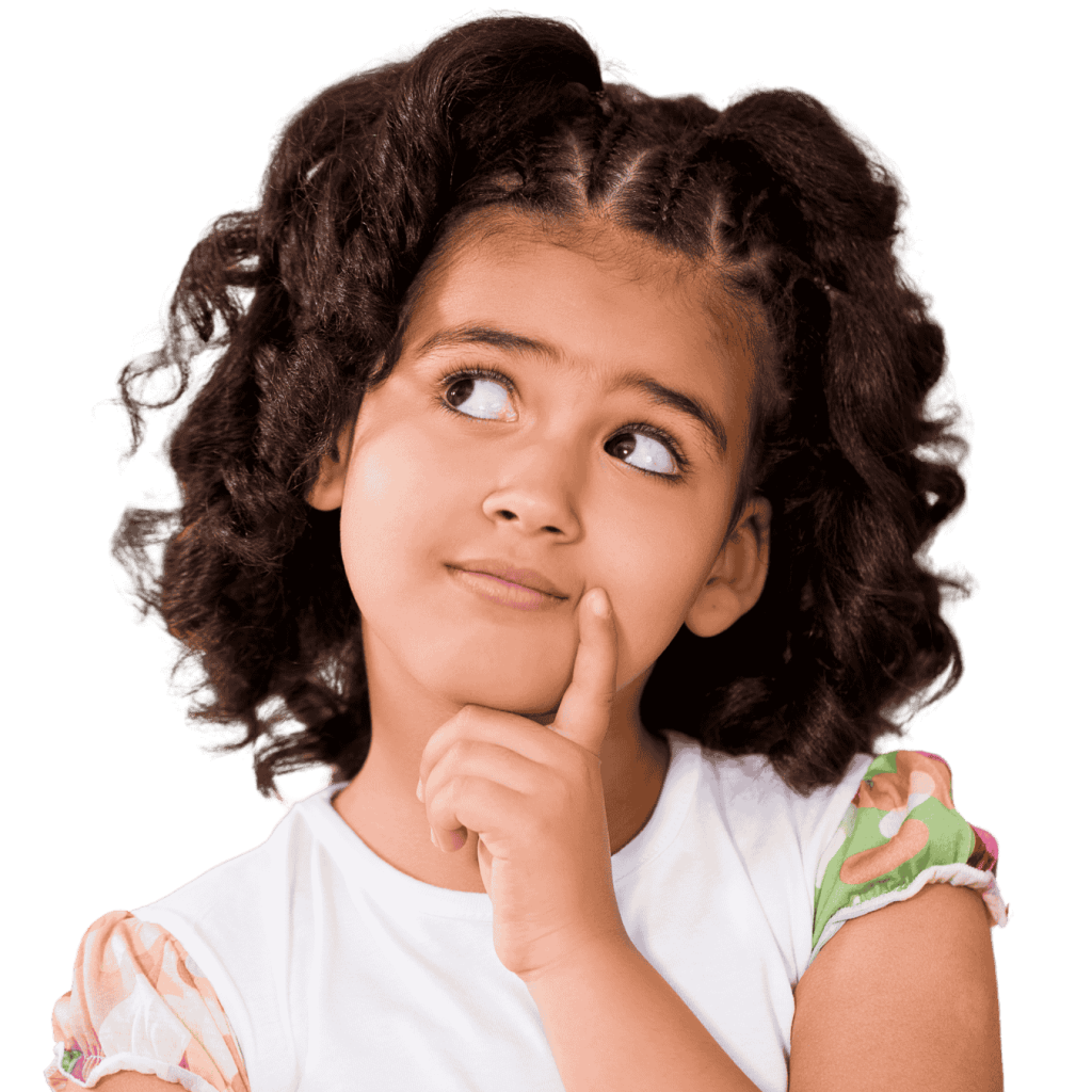 Young child thoughtfully looking upward, representing child-centered applied behavior analysis (ABA) therapy in Arlington, Texas